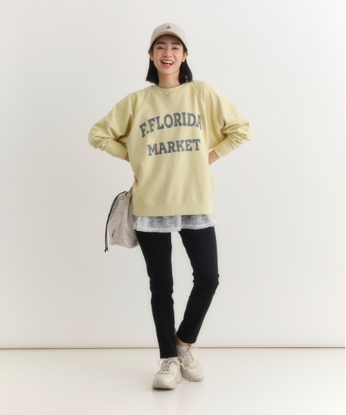 Right-on(ライトオン)の「【HONEYSUCKLE ROSE】アシッド加工ロゴスウェットプルオーバー (ヴィンテージ感 / オーバーサイズ / コットン)(スウェット・レディース・ライトイエロー/ライトグレー/グリーン/ダークグレー/ピンク・M/L/S)」の11枚目の写真