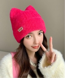 WARAIJOGO（ワライジョウゴ）の「レディース 猫耳ニット帽 韓国 ビーニー(BDS)（ニットキャップ/ビーニー）」