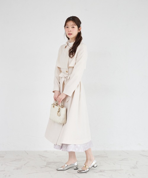 tocco closet（トッコ　クローゼット）の「２ＷＡＹ仕様ゴールド釦ヨークトレンチコート（トレンチコート・レディース・ピンク/ベージュ/ネイビー・M）」の6枚目の写真