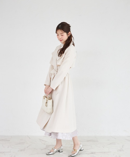 tocco closet（トッコ　クローゼット）の「２ＷＡＹ仕様ゴールド釦ヨークトレンチコート（トレンチコート・レディース・ピンク/ベージュ/ネイビー・M）」の7枚目の写真