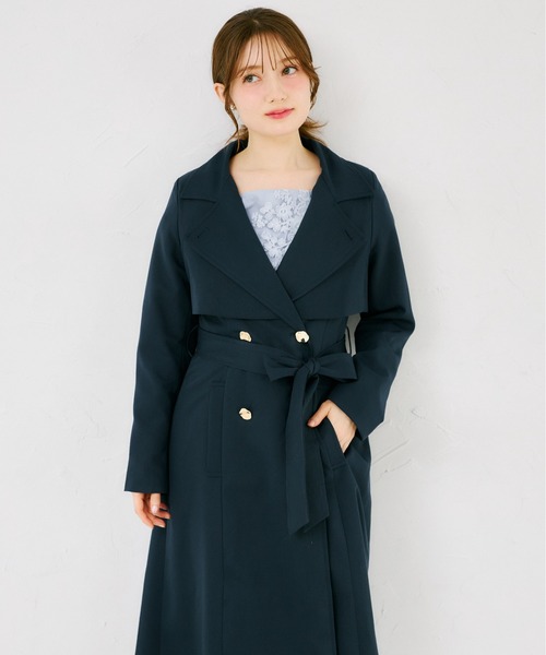 tocco closet（トッコ　クローゼット）の「２ＷＡＹ仕様ゴールド釦ヨークトレンチコート（トレンチコート・レディース・ピンク/ベージュ/ネイビー・M）」の17枚目の写真