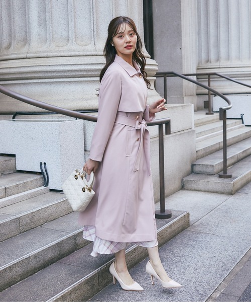 tocco closet（トッコ　クローゼット）の「２ＷＡＹ仕様ゴールド釦ヨークトレンチコート（トレンチコート・レディース・ピンク/ベージュ/ネイビー・M）」の21枚目の写真