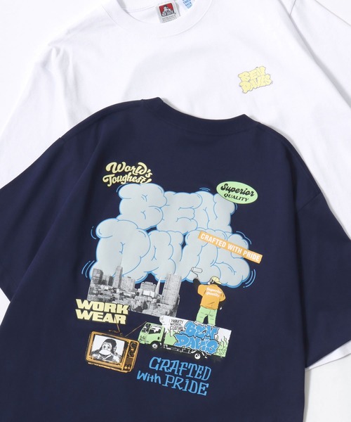 BEN DAVIS(ベンデイビス)の「BEN DAVIS/ベンデイビス OVERLAP COOL TEE/オーバーサイズ 接触冷感 ストリート ロゴ ワンポイント 半袖Tシャツ/レディース メンズ(Tシャツ/カットソー・メンズ・ブラック/ホワイト/ベージュ/ネイビー・M/L/XL)」の4枚目の写真