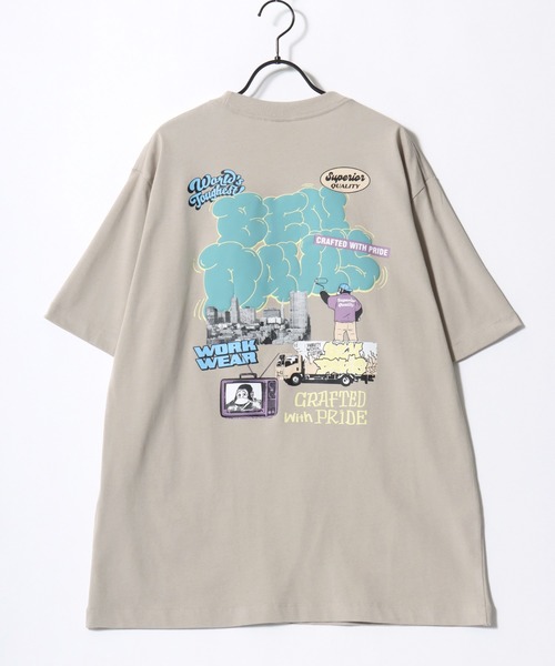 BEN DAVIS(ベンデイビス)の「BEN DAVIS/ベンデイビス OVERLAP COOL TEE/オーバーサイズ 接触冷感 ストリート ロゴ ワンポイント 半袖Tシャツ/レディース メンズ(Tシャツ/カットソー・メンズ・ブラック/ホワイト/ベージュ/ネイビー・M/L/XL)」の18枚目の写真