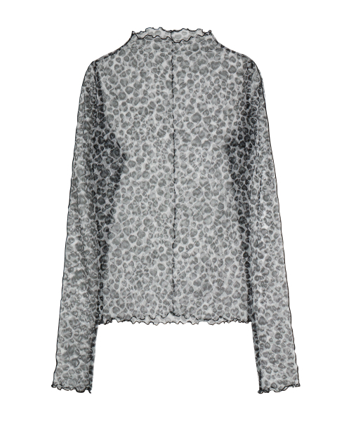 ERER(エルエル)の「Sheer Leopard High Neck T-shirt Black(Tシャツ/カットソー・レディース・ブラック・F)」の5枚目の写真
