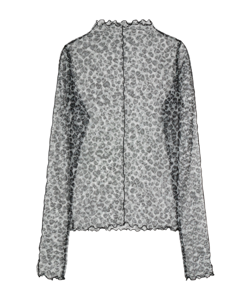 ERER(エルエル)の「Sheer Leopard High Neck T-shirt Black(Tシャツ/カットソー・レディース・ブラック・F)」の6枚目の写真