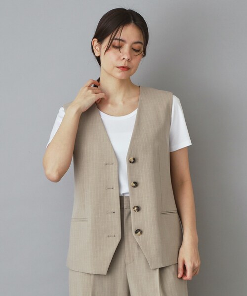 DRESSTERIOR（ドレステリア）の「【セットアップ可/ウォッシャブル】セットアップストライプジレ（ベスト・レディース・ベージュ系2/グレー系2・38/36/34）」の21枚目の写真
