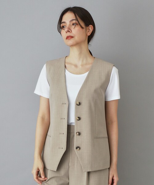 DRESSTERIOR（ドレステリア）の「【セットアップ可/ウォッシャブル】セットアップストライプジレ（ベスト・レディース・ベージュ系2/グレー系2・38/36/34）」の22枚目の写真