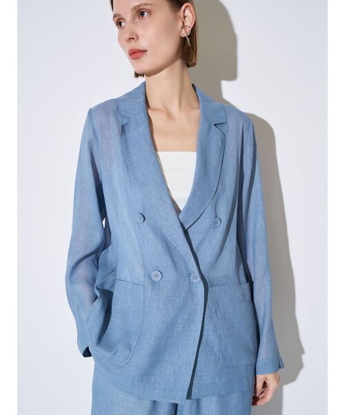 ELENDEEK（エレンディーク）の「シアージャケット（テーラードジャケット・レディース・ブルー/オフホワイト/アイボリー/ブラック・FREE）」の4枚目の写真