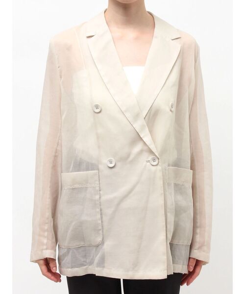 ELENDEEK（エレンディーク）の「シアージャケット（テーラードジャケット・レディース・ブルー/オフホワイト/アイボリー/ブラック・FREE）」の12枚目の写真