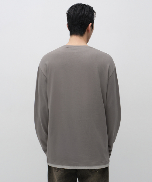 MUSINSA STANDARD（ムシンサスタンダード）の「CR レイヤードヘム長袖Tシャツ[トープ]（Tシャツ/カットソー・メンズ・その他・3XL/SMALL/MEDIUM/LARGE/X-LARGE/2XL）」の3枚目の写真