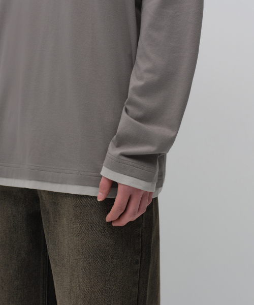 MUSINSA STANDARD（ムシンサスタンダード）の「CR レイヤードヘム長袖Tシャツ[トープ]（Tシャツ/カットソー・メンズ・その他・3XL/SMALL/MEDIUM/LARGE/X-LARGE/2XL）」の5枚目の写真