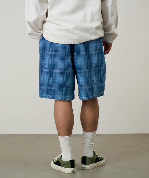 Gramicci（グラミチ）の「LAGOON SHORT DENIM PLAID / ラグーンショーツデニムプレイド Gramicci グラミチ（デニムパンツ・メンズ・インディゴブルー・S/M/L/XL/XXL）」の2枚目の写真