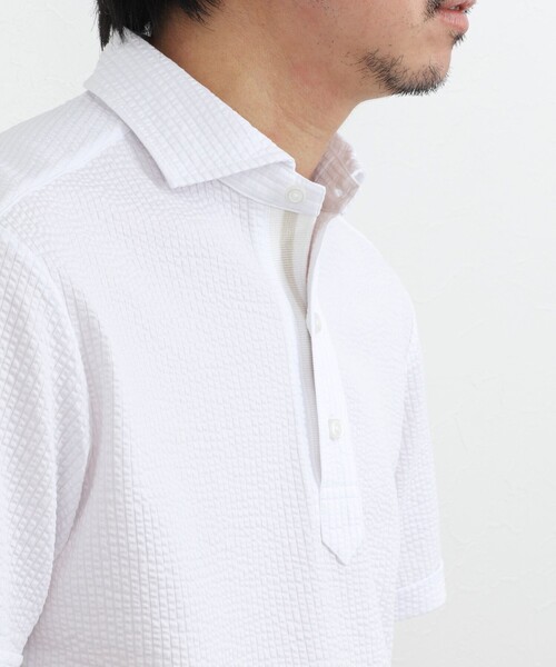 NOLLEY’S(ノーリーズ)の「【BECシリーズ】《ビジカジ対応》サッカーテープポロシャツ / ビズポロ /26SS(ポロシャツ・メンズ・オフホワイト/ブルー系その他/ネイビー・L/M/XL/S)」の5枚目の写真