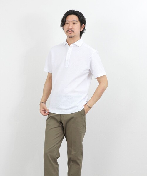 NOLLEY’S(ノーリーズ)の「【BECシリーズ】《ビジカジ対応》サッカーテープポロシャツ / ビズポロ /26SS(ポロシャツ・メンズ・オフホワイト/ブルー系その他/ネイビー・L/M/XL/S)」の13枚目の写真