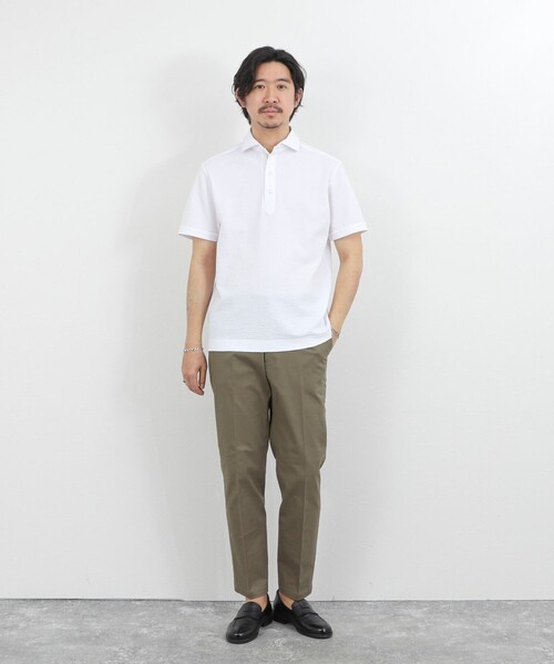 NOLLEY’S(ノーリーズ)の「【BECシリーズ】《ビジカジ対応》サッカーテープポロシャツ / ビズポロ /26SS(ポロシャツ・メンズ・オフホワイト/ブルー系その他/ネイビー・L/M/XL/S)」の14枚目の写真