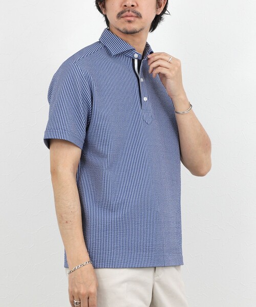 NOLLEY’S(ノーリーズ)の「【BECシリーズ】《ビジカジ対応》サッカーテープポロシャツ / ビズポロ /26SS(ポロシャツ・メンズ・オフホワイト/ブルー系その他/ネイビー・L/M/XL/S)」の17枚目の写真