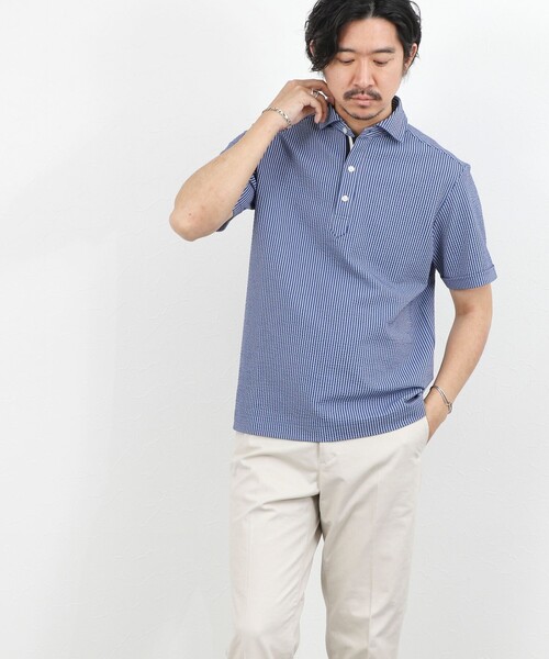 NOLLEY’S(ノーリーズ)の「【BECシリーズ】《ビジカジ対応》サッカーテープポロシャツ / ビズポロ /26SS(ポロシャツ・メンズ・オフホワイト/ブルー系その他/ネイビー・L/M/XL/S)」の18枚目の写真