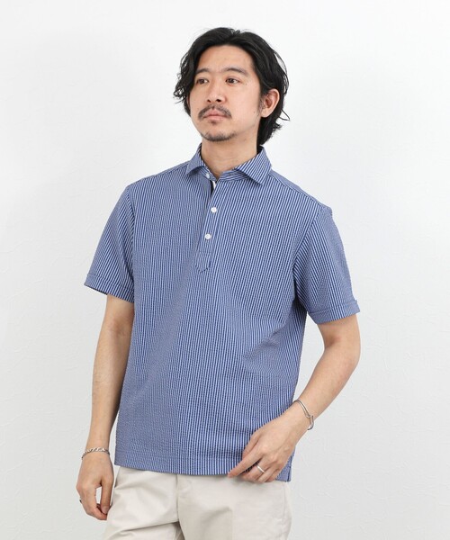 NOLLEY’S(ノーリーズ)の「【BECシリーズ】《ビジカジ対応》サッカーテープポロシャツ / ビズポロ /26SS(ポロシャツ・メンズ・オフホワイト/ブルー系その他/ネイビー・L/M/XL/S)」の19枚目の写真