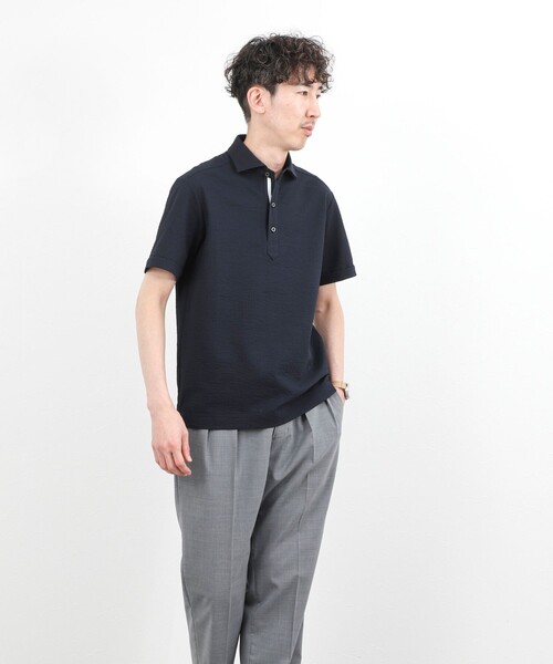 NOLLEY’S（ノーリーズ）の「《ビジカジ対応》サッカーテープポロシャツ / ビズポロ /26SS（ポロシャツ・メンズ・オフホワイト/ブルー系その他/ネイビー・L/M/XL/S）」の17枚目の写真