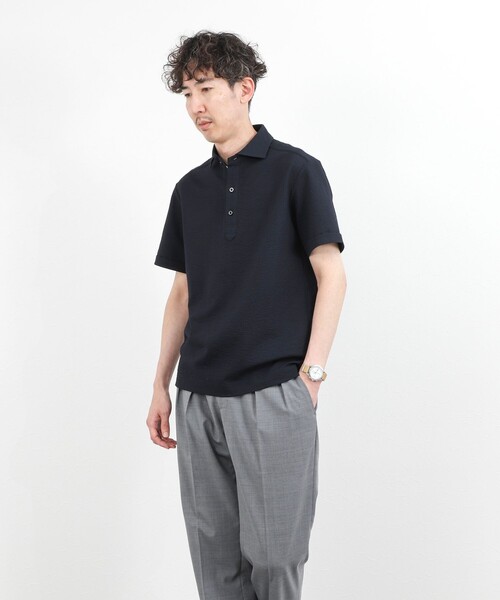 NOLLEY’S（ノーリーズ）の「《ビジカジ対応》サッカーテープポロシャツ / ビズポロ /26SS（ポロシャツ・メンズ・オフホワイト/ブルー系その他/ネイビー・L/M/XL/S）」の18枚目の写真