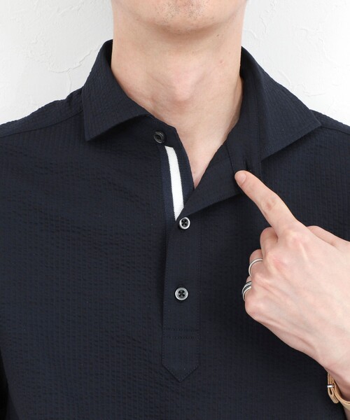 NOLLEY’S（ノーリーズ）の「《ビジカジ対応》サッカーテープポロシャツ / ビズポロ /26SS（ポロシャツ・メンズ・オフホワイト/ブルー系その他/ネイビー・L/M/XL/S）」の20枚目の写真