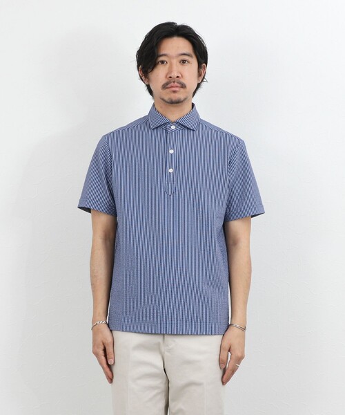 NOLLEY’S（ノーリーズ）の「《ビジカジ対応》サッカーテープポロシャツ / ビズポロ /26SS（ポロシャツ・メンズ・オフホワイト/ブルー系その他/ネイビー・L/M/XL/S）」の22枚目の写真