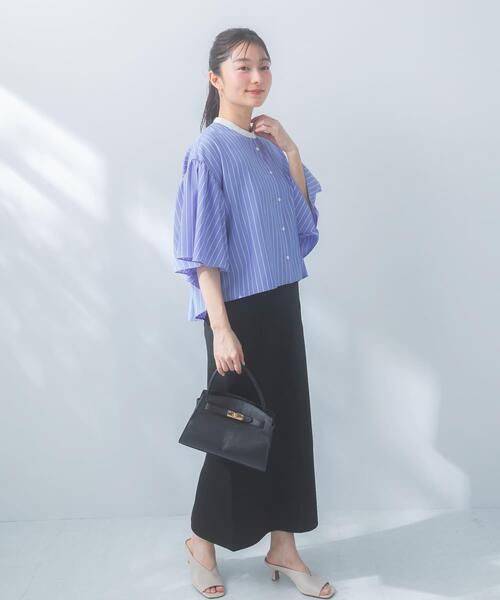 URBAN RESEARCH ROSSO WOMEN(アーバンリサーチ ロッソ)の「ウォッシャブルストライプブラウス(シャツ/ブラウス・レディース・ブルー・FREE)」の2枚目の写真