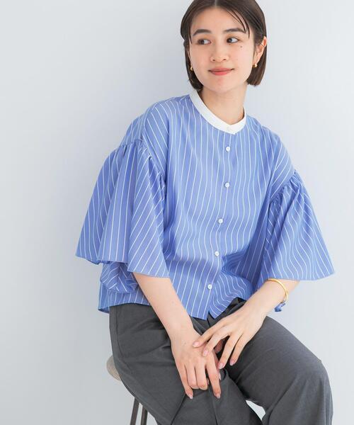 URBAN RESEARCH ROSSO WOMEN(アーバンリサーチ ロッソ)の「ウォッシャブルストライプブラウス(シャツ/ブラウス・レディース・ブルー・FREE)」の3枚目の写真