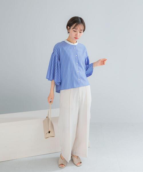 URBAN RESEARCH ROSSO WOMEN(アーバンリサーチ ロッソ)の「ウォッシャブルストライプブラウス(シャツ/ブラウス・レディース・ブルー・FREE)」の5枚目の写真