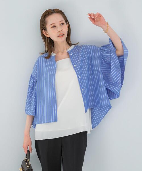 URBAN RESEARCH ROSSO WOMEN(アーバンリサーチ ロッソ)の「ウォッシャブルストライプブラウス(シャツ/ブラウス・レディース・ブルー・FREE)」の6枚目の写真