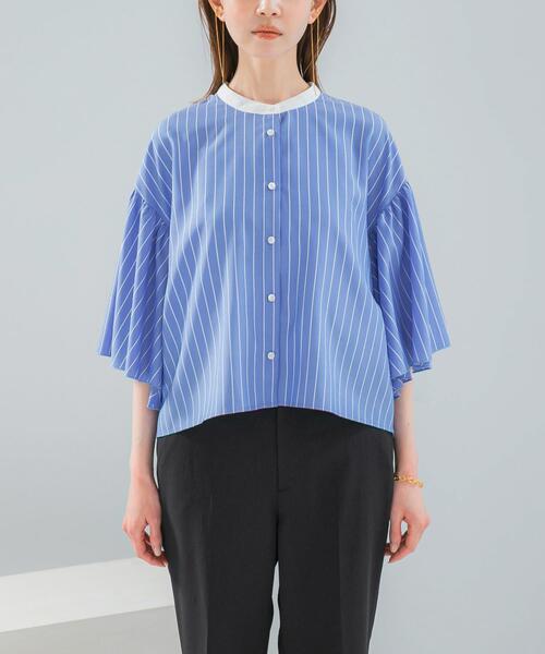 URBAN RESEARCH ROSSO WOMEN(アーバンリサーチ ロッソ)の「ウォッシャブルストライプブラウス(シャツ/ブラウス・レディース・ブルー・FREE)」の9枚目の写真