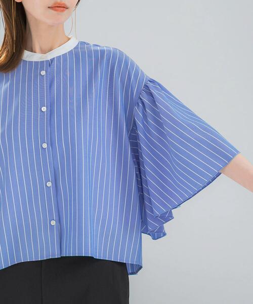 URBAN RESEARCH ROSSO WOMEN(アーバンリサーチ ロッソ)の「ウォッシャブルストライプブラウス(シャツ/ブラウス・レディース・ブルー・FREE)」の12枚目の写真