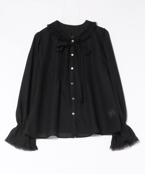 CADUNE（カデュネ）の「衿フリルブラウス（シャツ/ブラウス・レディース・ホワイト/ブラック・36/38）」の2枚目の写真