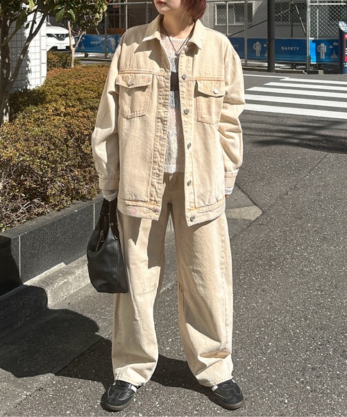 PILIT(ピリット)の「color denim big jacket(デニムジャケット・レディース・ピンク/イエロー・MEDIUM)」の17枚目の写真