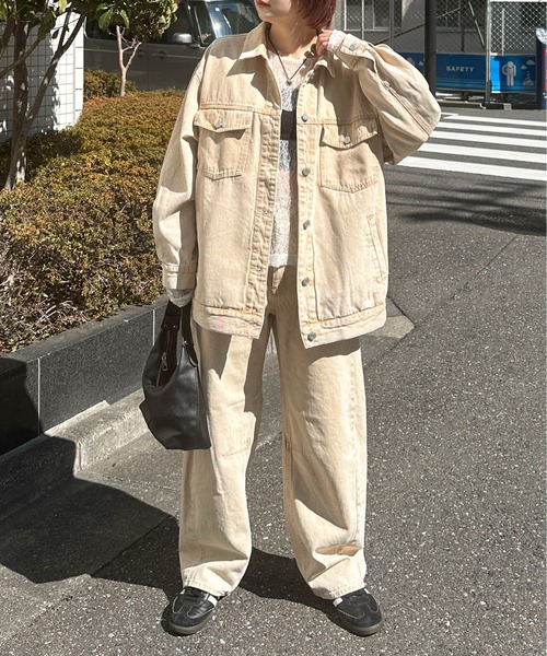 PILIT(ピリット)の「color denim big jacket(デニムジャケット・レディース・ピンク/イエロー・MEDIUM)」の18枚目の写真