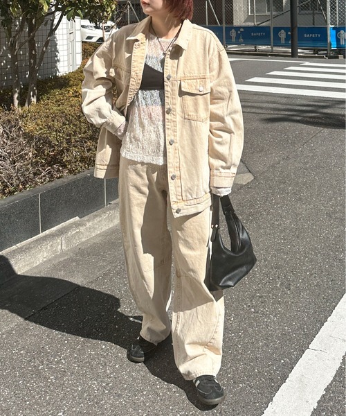 PILIT(ピリット)の「color denim big jacket(デニムジャケット・レディース・ピンク/イエロー・MEDIUM)」の21枚目の写真