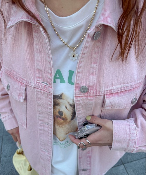 PILIT(ピリット)の「color denim big jacket(デニムジャケット・レディース・ピンク/イエロー・MEDIUM)」の16枚目の写真