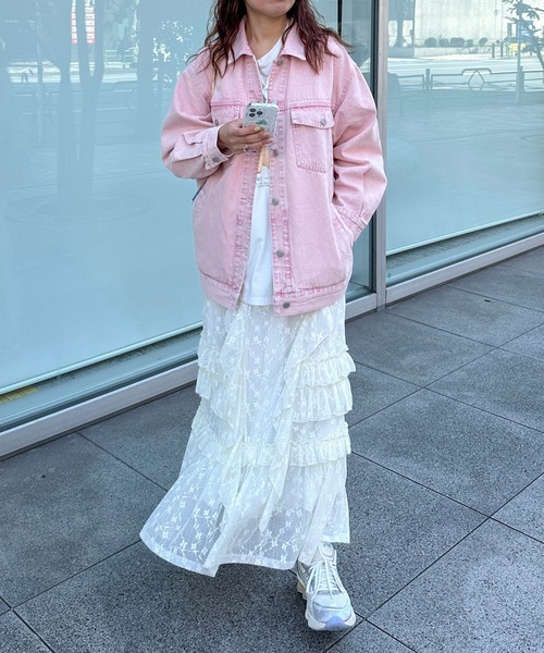 PILIT(ピリット)の「color denim big jacket(デニムジャケット・レディース・ピンク/イエロー・MEDIUM)」の10枚目の写真