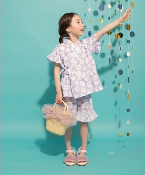BRANSHES（ブランシェス）の「【キッズ】フリル甚平（浴衣・キッズ・ラベンダー/ピンク/レッド・110/100/90/120）」の7枚目の写真