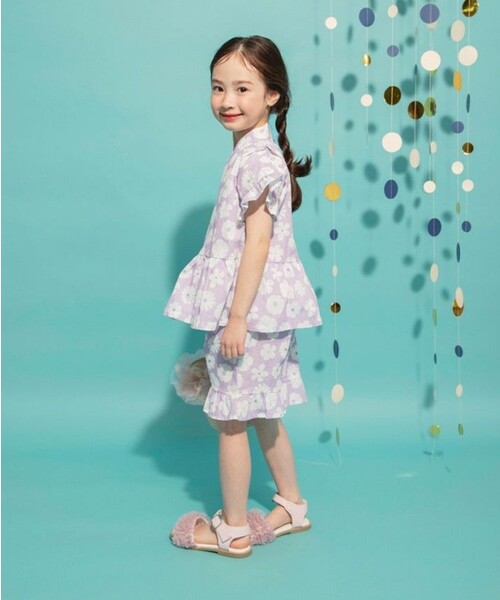 BRANSHES（ブランシェス）の「【キッズ】フリル甚平（浴衣・キッズ・ラベンダー/ピンク/レッド・110/100/90/120）」の10枚目の写真
