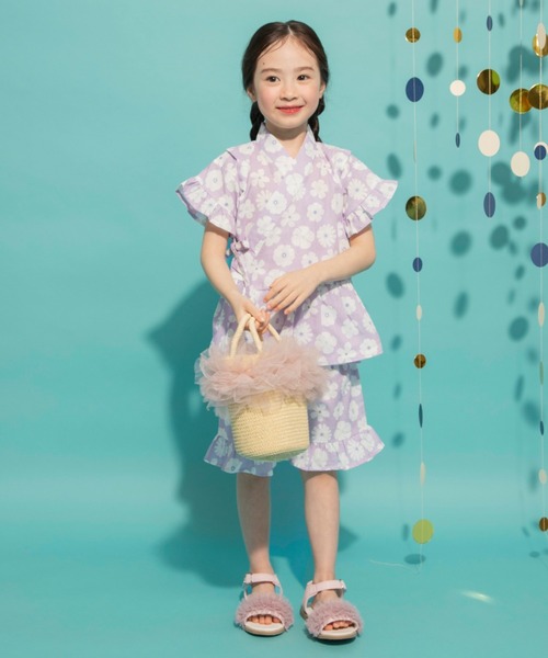 BRANSHES（ブランシェス）の「【キッズ】フリル甚平（浴衣・キッズ・ラベンダー/ピンク/レッド・110/100/90/120）」の3枚目の写真