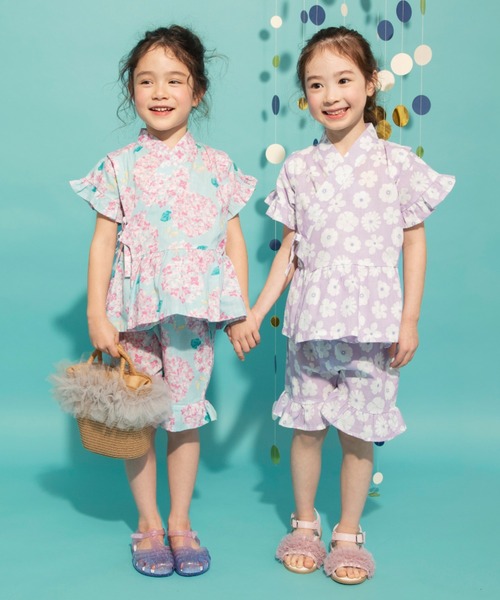 BRANSHES（ブランシェス）の「【キッズ】フリル甚平（浴衣・キッズ・ラベンダー/ピンク/レッド・110/100/90/120）」の4枚目の写真