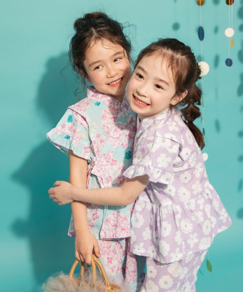 BRANSHES（ブランシェス）の「【キッズ】フリル甚平（浴衣・キッズ・ラベンダー/ピンク/レッド・110/100/90/120）」の5枚目の写真