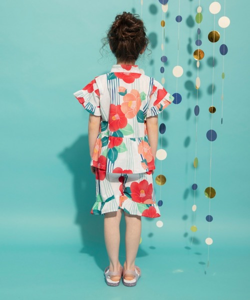 BRANSHES（ブランシェス）の「【キッズ】フリル甚平（浴衣・キッズ・ラベンダー/ピンク/レッド・110/100/90/120）」の21枚目の写真