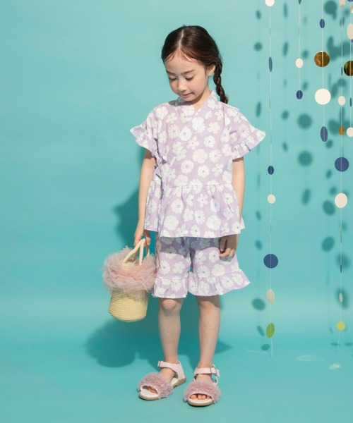 BRANSHES（ブランシェス）の「【キッズ】フリル甚平（浴衣・キッズ・ラベンダー/ピンク/レッド・110/100/90/120）」の9枚目の写真