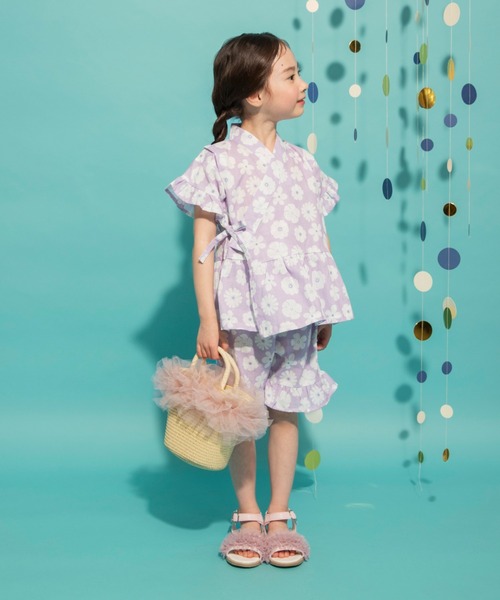 BRANSHES（ブランシェス）の「【キッズ】フリル甚平（浴衣・キッズ・ラベンダー/ピンク/レッド・110/100/90/120）」の8枚目の写真
