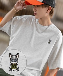 【SIDEWAYSTANCE】刺繍ダウナーブルドッグ半袖Tシャツ SIDE24-090