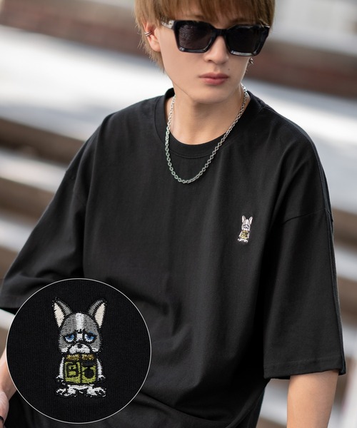 En serio TOKYO(エンソリオトーキョー)の「【SIDEWAYSTANCE】刺繍ダウナーブルドッグ半袖Tシャツ SIDE24-090(Tシャツ/カットソー・メンズ・ホワイト/ブラック/カーキ/アッシュ・SMALL/LARGE/X-LARGE/MEDIUM)」の2枚目の写真