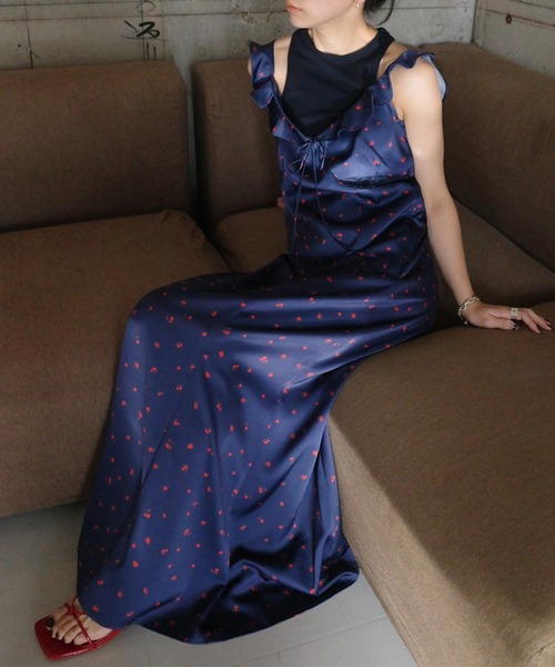 FLOWER PRINT VELOUR DRESS（ドレス）｜Ameri（アメリ）のファッション